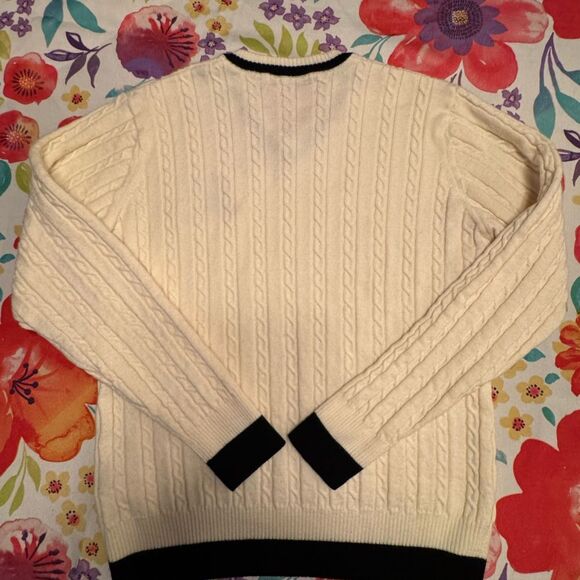 U.S. Polo Assn. Men's V-Neck Cable Knit Beige Sweater Size Large - Picture 9 of 12